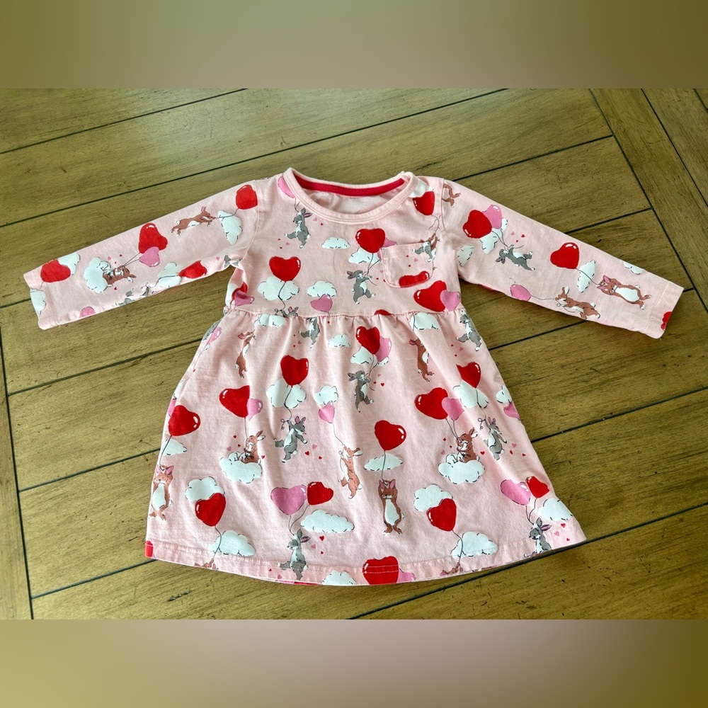 Girls Bunny & Hearts Balloon Dress, Size 4T